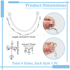 4 шт. 4 стиля подвеска-крестик в виде банта из алюминия HJEW-GA00051