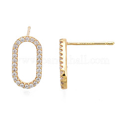 Овальные серьги-гвоздики из прозрачного кубического циркония&nbsp;EJEW-N012-43