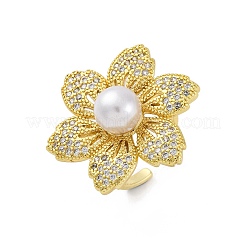 Латунные кольца-манжеты с микропаве и прозрачным цирконием для женщин RJEW-H248-07G