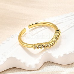 Латунные кольца-манжеты с микропаве и прозрачным цирконием для женщин&nbsp;RJEW-H247-07G