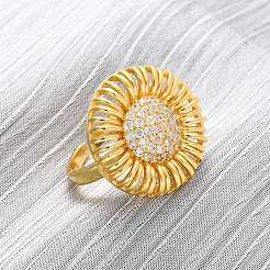 Латунные микро проложить манжеты кольца кубического циркония RJEW-D323-03G