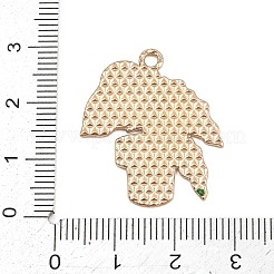 合金エナメルチャーム  植物チャーム  ライトゴールド  グリーン  28.5x24.5x1.5mm  穴：2mm&nbsp;AL-CBA805A-01C