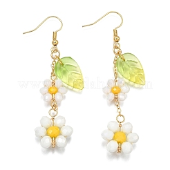 Гальванических стеклянные болтающийся серьги EJEW-TA00652-01