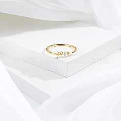 1pc lettre laiton strass ouvert manchette anneaux pour femmes&nbsp;AJEW-LP0004-47F-G