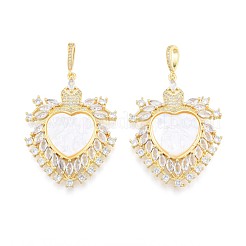 Большие кулоны из латуни с микропейвом и прозрачным фианитом&nbsp;KK-N227-130