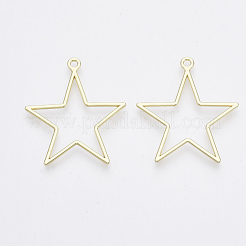 合金ペンダント  スター  ライトゴールド  33x30x1.5mm  穴：1.8mm&nbsp;X-PALLOY-T067-144LG