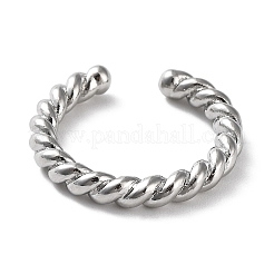 Anneaux de manchette ouverts en forme de corde torsadée en laiton plaqué en rack pour femmes&nbsp;RJEW-Q777-01P