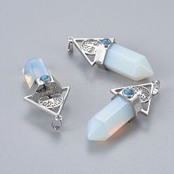 Grands pendentifs pointus en pierres précieuses mixtes naturelles et synthétiques&nbsp;G-L520-L