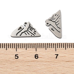ステンレススチールチャーム201個  レーザー切断  山の魅力  変色防止  ステンレス鋼色  8x15x1mm  穴：1mm&nbsp;STAS-V001-11