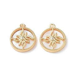 Плоские круглые подвески из латуни с микропаве из прозрачного кубического циркония&nbsp;KK-I702-30G