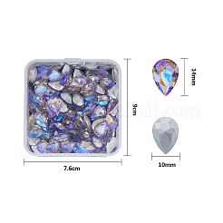 Cabochons en verre avec strass de dos avec point&nbsp;RGLA-OC0001-30