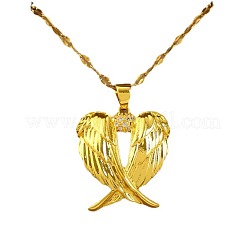 Ожерелья с подвеской в виде крыла сердца из нержавеющей стали с прозрачным кубическим цирконием для женщин FS-WG5CA89-01