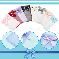 48шт 8 цвета прямоугольные сумки из органзы на шнурке ABAG-PH0001-41