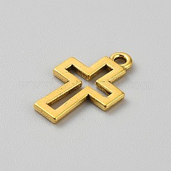 合金ペンダント  クロス  ゴールドカラー  17.5x10.5x1.5mm  穴：1.4mm&nbsp;FIND-WH0519-62A