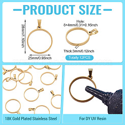 12 pendentif à lunette arrière ouverte en acier inoxydable 304&nbsp;STAS-TA0006-50F