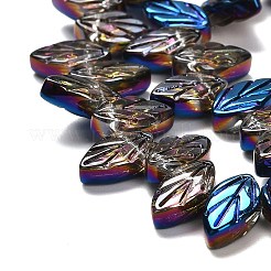 電気メッキガラスビーズセット  葉  ダークスレートブルー  11x7x4mm  穴：0.8mm  約100個/連  23.15~23.50''（58.8~59.7センチメートル）&nbsp;EGLA-B004-02A-HP02
