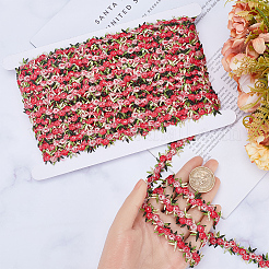 15 ヤードの花ポリエステル刺繍レースリボン  洋服アクセサリーデコレーション  レッド  3/4インチ（20mm）&nbsp;OCOR-WH0070-77F