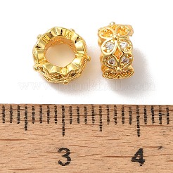長持ちするメッキ真鍮マイクロパヴェクリアキュービックジルコニアビーズ  ニッケルフリー  花  大穴ビーズ  18KGP本金メッキ  7.9x4.3mm  穴：4.1mm&nbsp;KK-K381-18A-G01