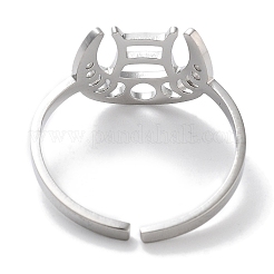 女性用304ステンレススチール星座リング  双子座  18mm  内径：18mm&nbsp;RJEW-U024-01P-10