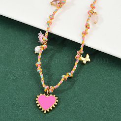 Подвеска в виде розового сердца из нержавеющей стали 304 с эмалированным покрытием NJEW-C093-02G