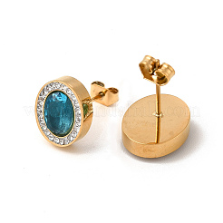 Овальная серьга-гвоздик и подвеска из темно-голубого циркония с кристаллами горного хрусталя SJEW-P002-08G