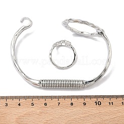 Ring-Braaa-Sets aus gehämmertem Armreif und Ring&nbsp;LS-SJEW-C008-01P