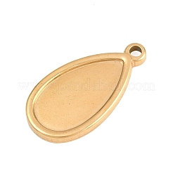 304ステンレススチールペンダントカボションセッティング  ゴールドカラー  ティアドロップ  22.5x12x2mm  穴：1.6mm&nbsp;STAS-D264-08E-G