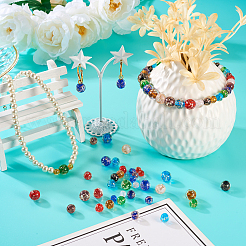 96шт 24 стиля светящиеся бусины лэмпворк ручной работы с золотым песком LAMP-TA0001-05