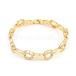 Bracelets à maillons ovales en laiton sertis de micro-pavés de zirconiums cubiques transparents pour femmes&nbsp;BJEW-T025-03C-G