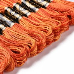 10かせ 6層ポリエステル刺繍フロス  クロスステッチの糸  セグメント染め  ダークオレンジ  0.5mm  約8.75ヤード（8m）/かせ&nbsp;OCOR-K006-A59