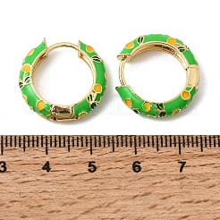 Boucles d'oreilles créoles en laiton émaillé à motif cerise&nbsp;EJEW-G471-01G