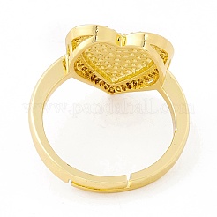 Регулируемое кольцо в форме сердца из прозрачного кубического циркония RJEW-I083-10G