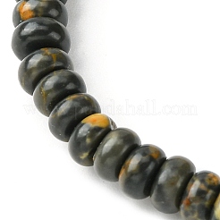 Женские плоские круглые эластичные браслеты из натуральной кофейной яшмы с бусинами BJEW-JB09717-06