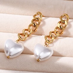 Серьги-гвоздики в форме сердца из нержавеющей стали 304 EJEW-Z082-01G