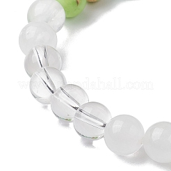 Braccialetti elastici con perline rotonde in avventurina verde naturale e pietre preziose miste per le donne&nbsp;BJEW-JB11056-05