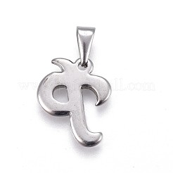 304ステンレスペンダント  ラインストーン付き  文字L  文字.p  20.5x16x2mm  穴：3~3.5x7.5~8mm&nbsp;STAS-F202-16P-P