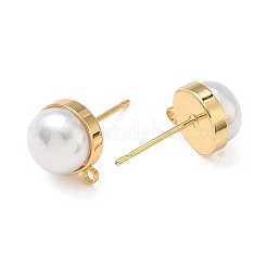 Фурнитура для сережек-гвоздиков из искусственного жемчуга из латуни с полукруглыми бусинами&nbsp;XGR0100G-119G