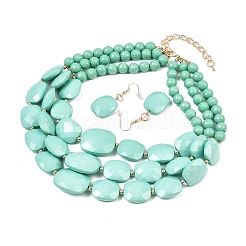 Ожерелья из акриловых граненых прямоугольных градуированных бусин в один слой в стиле бохо для женщин WGBB337-07