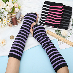 4 Paar fingerlose Handschuhe mit Streifen aus Acrylfasern in 4 Farben&nbsp;AJEW-HY0002-86