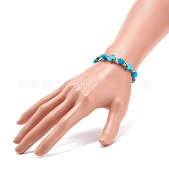 Braccialetto elasticizzato con perline di turchese sintetico (tinto) e perline di teschio&nbsp;BJEW-JB08449-04