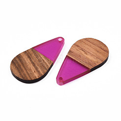 Подвески из прозрачной смолы и ореха RESI-N025-030-C05