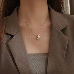 Женские ожерелья с подвеской в виде кольца из нержавеющей стали 304 с эмалью&nbsp;LS-UA5273-1