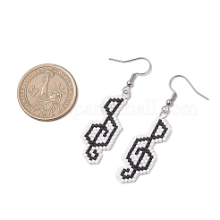 Серьги-подвески в виде музыкальных нот из стеклянных бусин&nbsp;EJEW-MZ00621