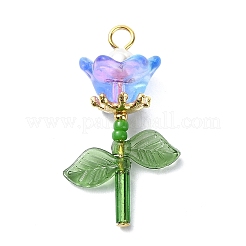 Цветок из прозрачного стекла и золотые подвески PALLOY-TA00098