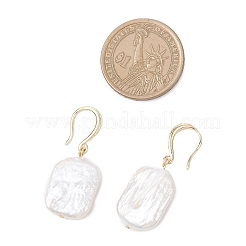 Серьги-подвески из латуни с натуральным пресноводным жемчугом EJEW-JE06566