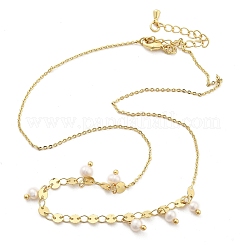 Ожерелья из латунных цепочек «роло» и плоских пайеток для женщин&nbsp;NJEW-D302-56