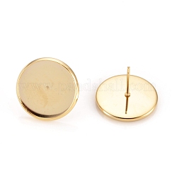 304ステンレススチールスタッドピアスセッティング  フラットラウンド  18KGP本金メッキ  トレイ：16mm  18x2mm  ピン：0.9mm&nbsp;X-STAS-H436-20F-G