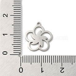 変色しない201ステンレススチールペンダント  レーザー切断  ステンレス鋼色  花のチャーム  15x13x1mm  穴：1mm&nbsp;STAS-E206-05P-05