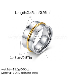 304ステンレススチールワイドバンド指輪  ストライプ  ゴールデン·ステンレス鋼色  usサイズ7（17.3mm）&nbsp;WG759FC-01