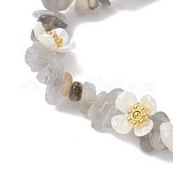 Braccialetti elastici con perline di labradorite naturale per donna&nbsp;BJEW-JB12315-03